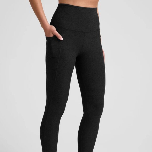 Beyond Yoga Spacedye Black Gray High Rise Leggings Pockets XL - Workout Cozy - Picture 1 of 10